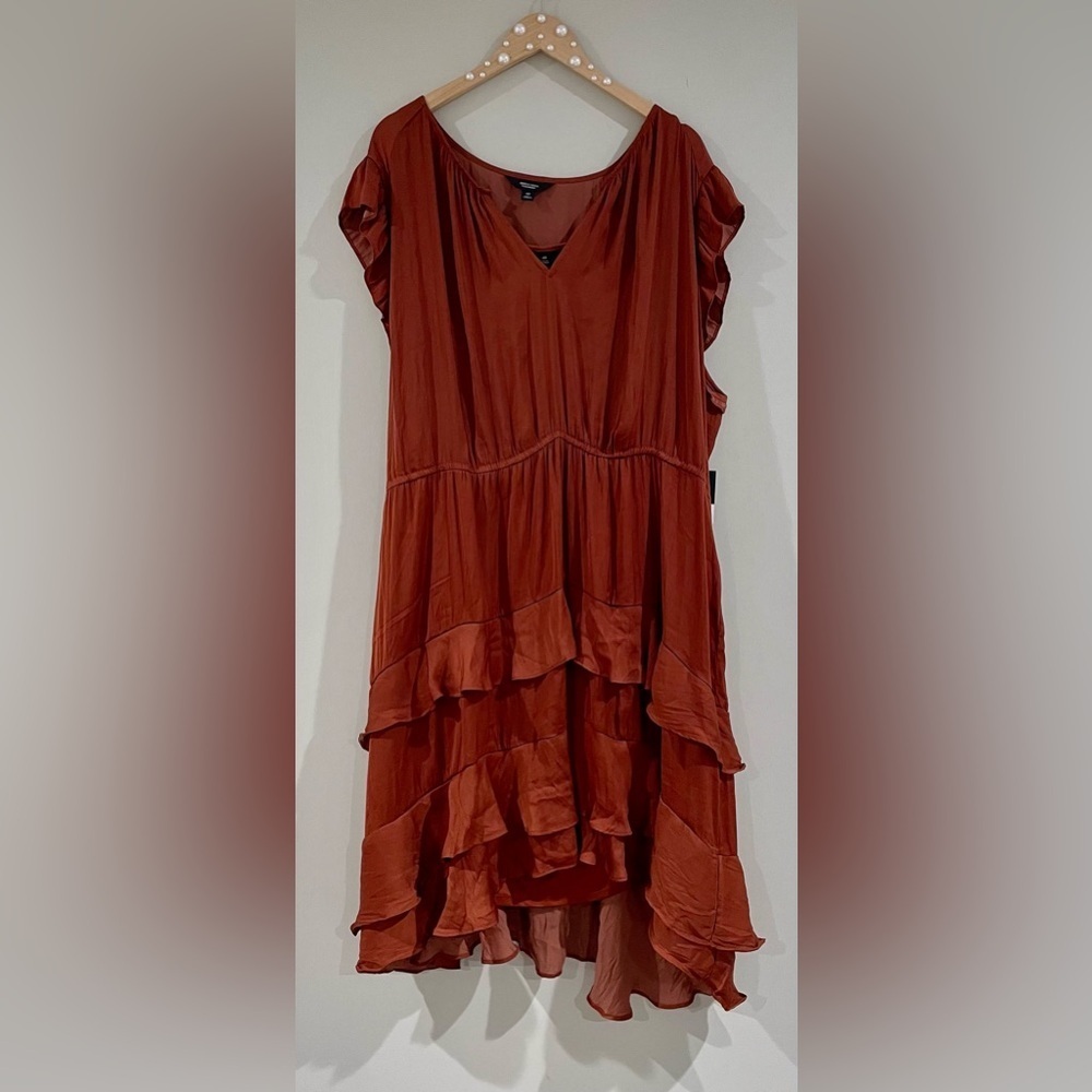 Simply Vera Vera Wang Tiered Ruffle Dress Knee Length Plus Size Romantic Ruffles - Picture 2 of 16